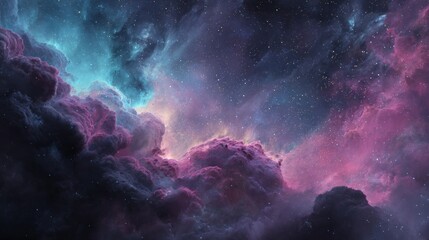 Fototapeta premium Deep space nebula with vibrant clouds of pink, purple, and blue