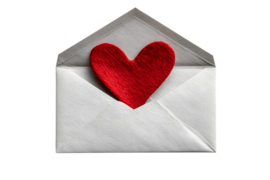 open envelope with red heart popping out, valentine gift symbol, isolated on transparent background with clipping path, for Valentine's Day, Mother's Day, birthday card. - Powered by Adobe
