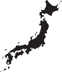 Japan Map Silhouette Vector Illustration of Japanese Archipelago Outline