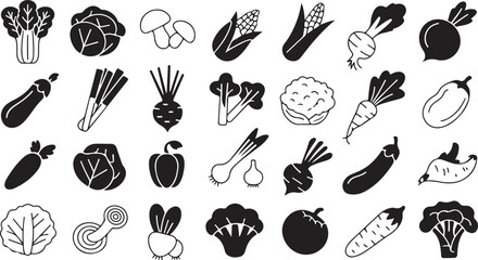 Vegetable Doodle Vector Illustration of Various Fresh Garden Produce Set
