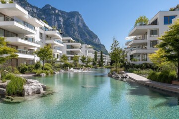 Obraz premium Modern Apartments with Mountain View.