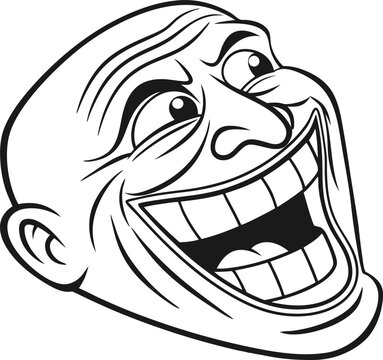 Laughing Trollface Character Design Icon or Logo for a Meme or Humor Project that Needs to Be Iconic
