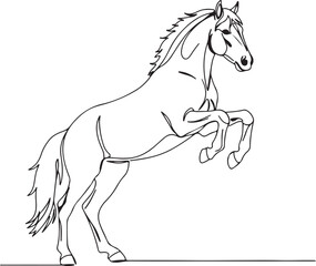 Obraz premium Minimalist continuous line drawing of a rearing horse, elegant and powerful pose.