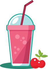 Glass of cherry juice, glass of cherry smoothie juice