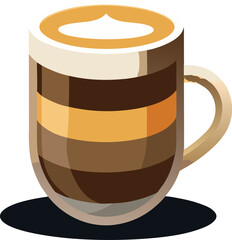 coffee cup vector illustration, Cup of three layered coffee on dark