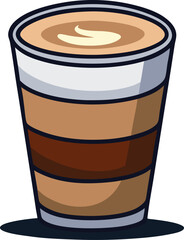 coffee cup vector illustration, Cup of three layered coffee on dark