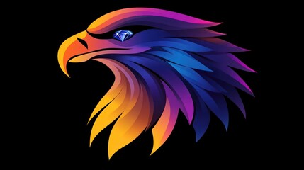 Fototapeta premium Colorful eagle head, vibrant gradient, diamond eye