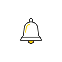 Simple Bell Icon with Yellow Accents and Black Outline Design.