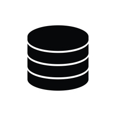 Simple black 3D database icon with three stacked cylindrical layers.