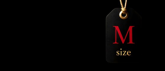 Size M. Text. Label, tag, price tag for designers, marketers and IT. Popular illustration, object, texture. Sphere of trade, economy, sales.