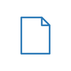 Simple Blue Outline of a Document with Folded Corner Icon.