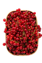 Red Currants in Basket Top View, isolated on transparent background, PNG