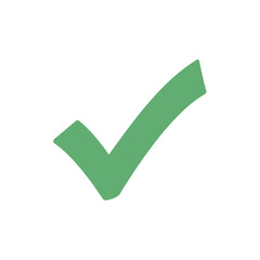 Simple Green Check Mark Symbol Approval Icon Validation Sign.