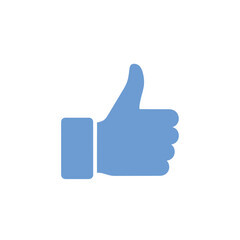 Simple light blue thumbsup icon a flat design hand gesture for approval and liking.