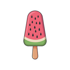 Refreshing Watermelon Popsicle Illustration for Summer Treats and Cool Snacks, Isolated on White Background, Perfect for Design Projects