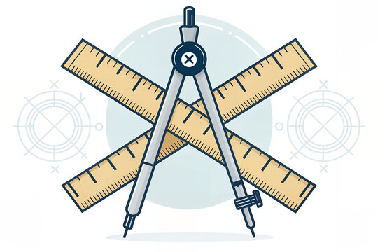 compass and ruler forming balanced X shape - Powered by Adobe