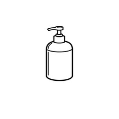 Minimal vector illustration of a liquid soap dispenser, used in bathrooms or kitchens for hand hygiene.