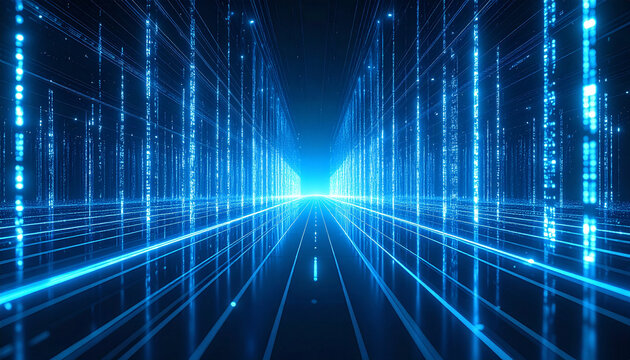 Digital Data Highway: Dive into a realm of digital streams, an ethereal highway radiating futuristic data lines, reflecting the essence of the network age. Evoking the boundless reach of information 