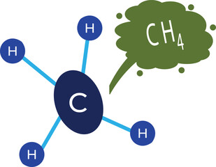 Methane Molecule Illustration with Unique Shape