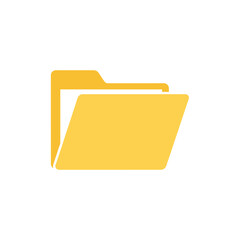 Simple Yellow Folder Icon with Rounded Corners and Open Design.