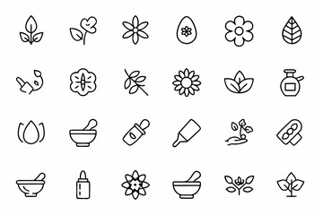 A natural and elegant line art bundle featuring herbal remedies and medicinal plant elements. Perfect for herbal tea packaging, natural skincare branding, health blogs, and alternative medicine conten