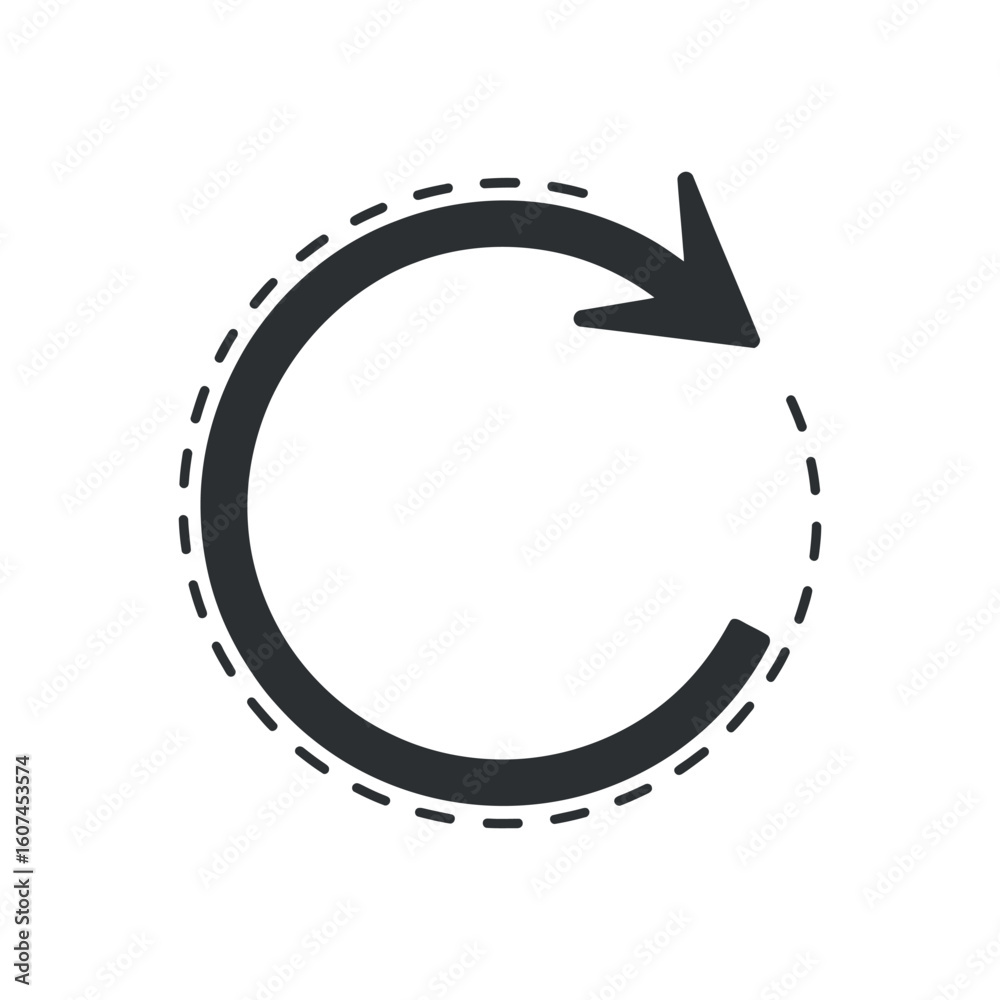 Poster circular arrow icon vector illustration depicting rotation and direction with a dashed outline desig