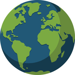 Stylized illustration of planet earth showing continents and oceans