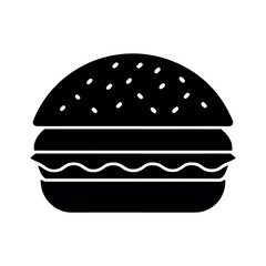Burger Silhouette with Sesame Icon Vector Illustration