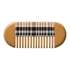 Wooden Comb with Plaid Fabric Detail