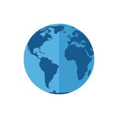 Stylized Blue Earth Globe Vector Illustration with Flat Design Continents.