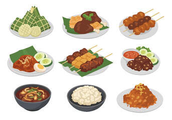 Flat Illustration Asian Indonesian Food Cuisine Culinary Traditional Dish