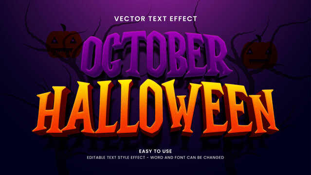 october halloween editable text effect 3d