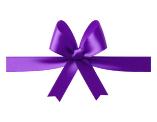 Elegant Purple Ribbon Bow on Transparent Background