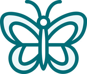 Blue butterfly outline, nature or transformation icon
