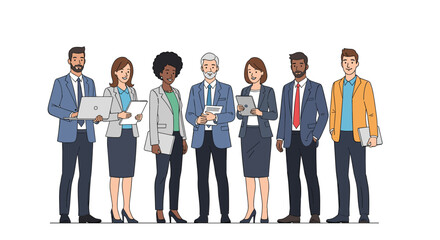 Obraz premium A diverse group of professionals standing together ready to collaborate and achieve success in business