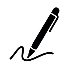 Digital Signature Icon with Pen Vector Illustration