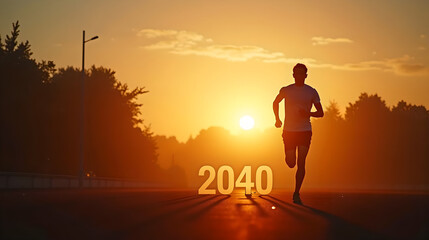 Runner in 2040 Sunset
