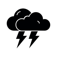 Double Clouds with Lightning Icon Vector Illustration