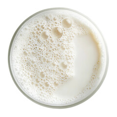 Creamy Dairy Delights: An overhead shot of a refreshing glass of milk, showcasing its smooth texture and effervescent bubbles. Evoking the senses.