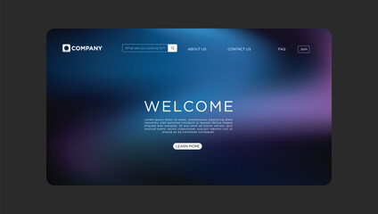 Elegant website homepage template with search bar and vibrant gradient background design element