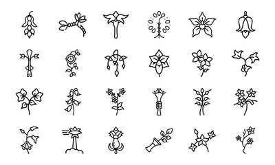 Feminine Botanical Line Art Icons Bundle 24 Minimal Uterus, Flower, Herbal Feminist Vector Icons for Self-Care, Wellness, and Wo 