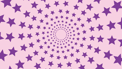 Purple color star spiral pattern on a soft pink background. Ideal for abstract designs, wallpapers, textiles, and psychedelic visual themes.