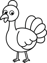 Fototapeta premium cute cartoon turkey icon line art vector illustration on transparent background