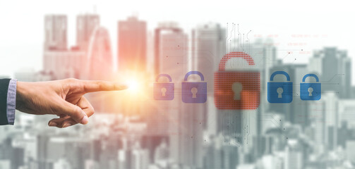 Digital security concept illustrating a cybersecurity breach, with a red unlocked padlock indicating data exposure among secure systems, emphasizing system vulnerability and risk Vouch