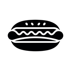 Hotdog in Bun Minimal Icon Vector Illustration