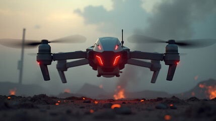 Combat Drone with Red Lights
