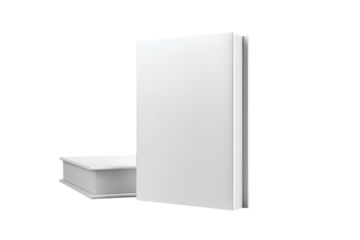 3D White Hardcover Book Mockup with Front and Spine View, Minimal Layout, Transparent Background