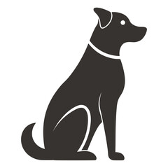 Minimalist Sitting Dog Silhouette in Profile View
