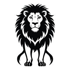 Majestic Black and White Lion Illustration