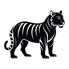 Black Silhouette of a Standing Tiger